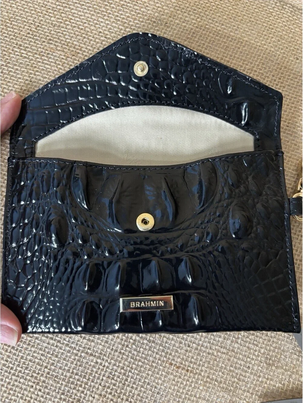 Brahmin Melbourne Mini Envelope Case Black Card Wallet